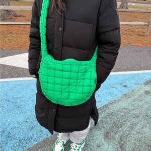 Kelly green puffer bag